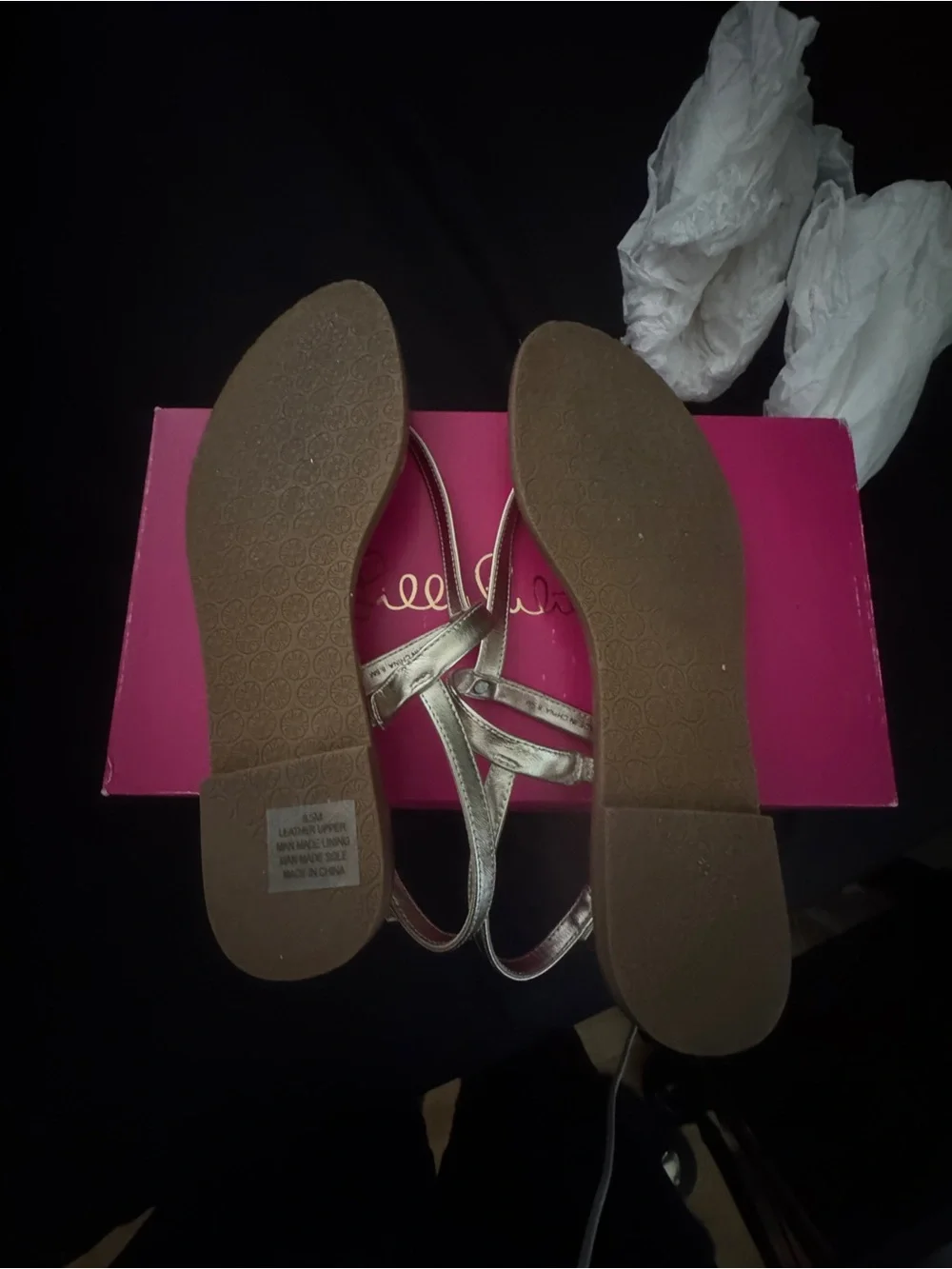 Lilly Pulitzer Rita Metallic Gold T-Strap Sandals